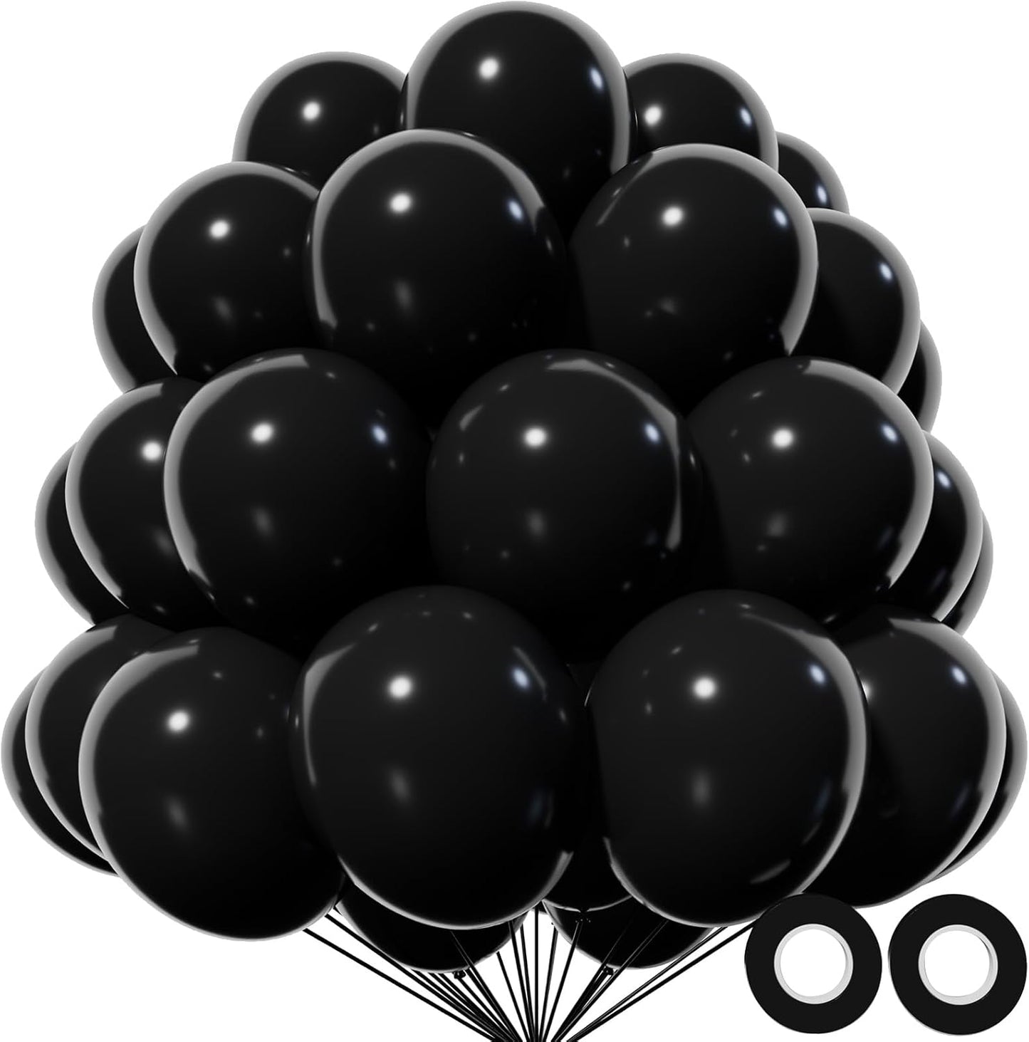 KAWKALSH Black Balloon 12 Inch, 110pcs Latex Party Balloons Helium Bright Color for Birthday Baby Shower Wedding Party Supplies Arch Garland Decoration