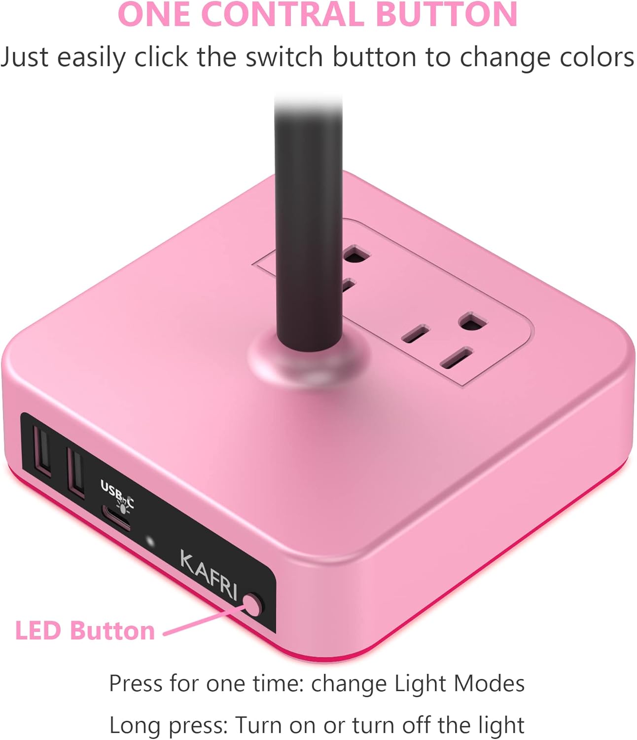 KAFRI RGB Headphone Stand with USB Charger Desk Gaming Headset Holder Hanger Rack with 3 USB Charging Port and 2 Outlet - Suitable for Gamer Desktop Table Game Earphone Accessories Girlfriend Gift