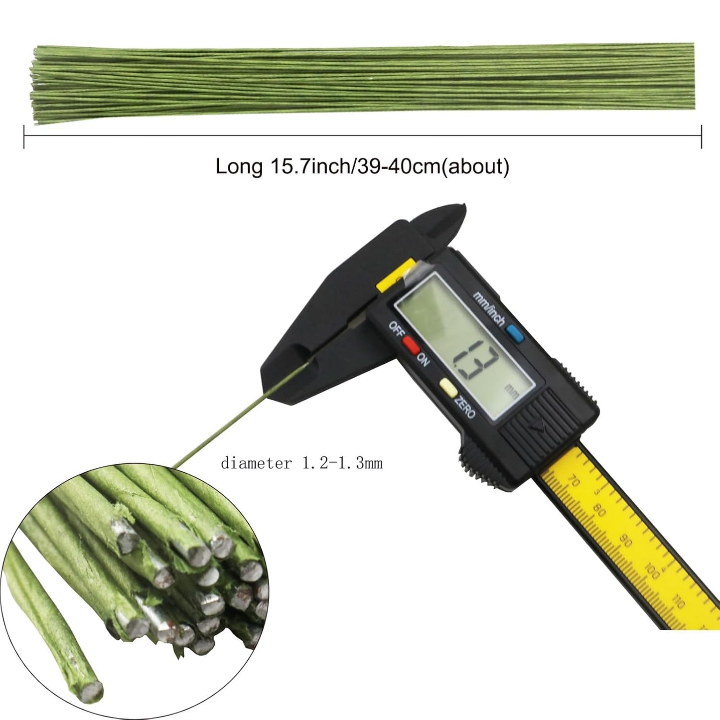 16-inch 18 Gauge Green Paper Covered Floral Wire Stems for DIY Crafts, Artificial Flower Arrangements Home Decor Artificial Paper Stems (Pack of 50)