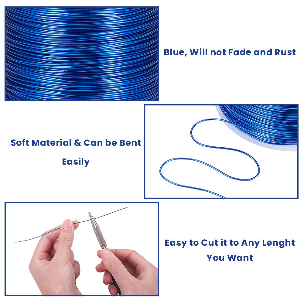 BENECREAT 20 Gauge 770FT Aluminum Wire Anodized Jewelry Craft Making Beading Floral Colored Aluminum Craft Wire for Gem Wrapping, Model Jewelry Making- Blue