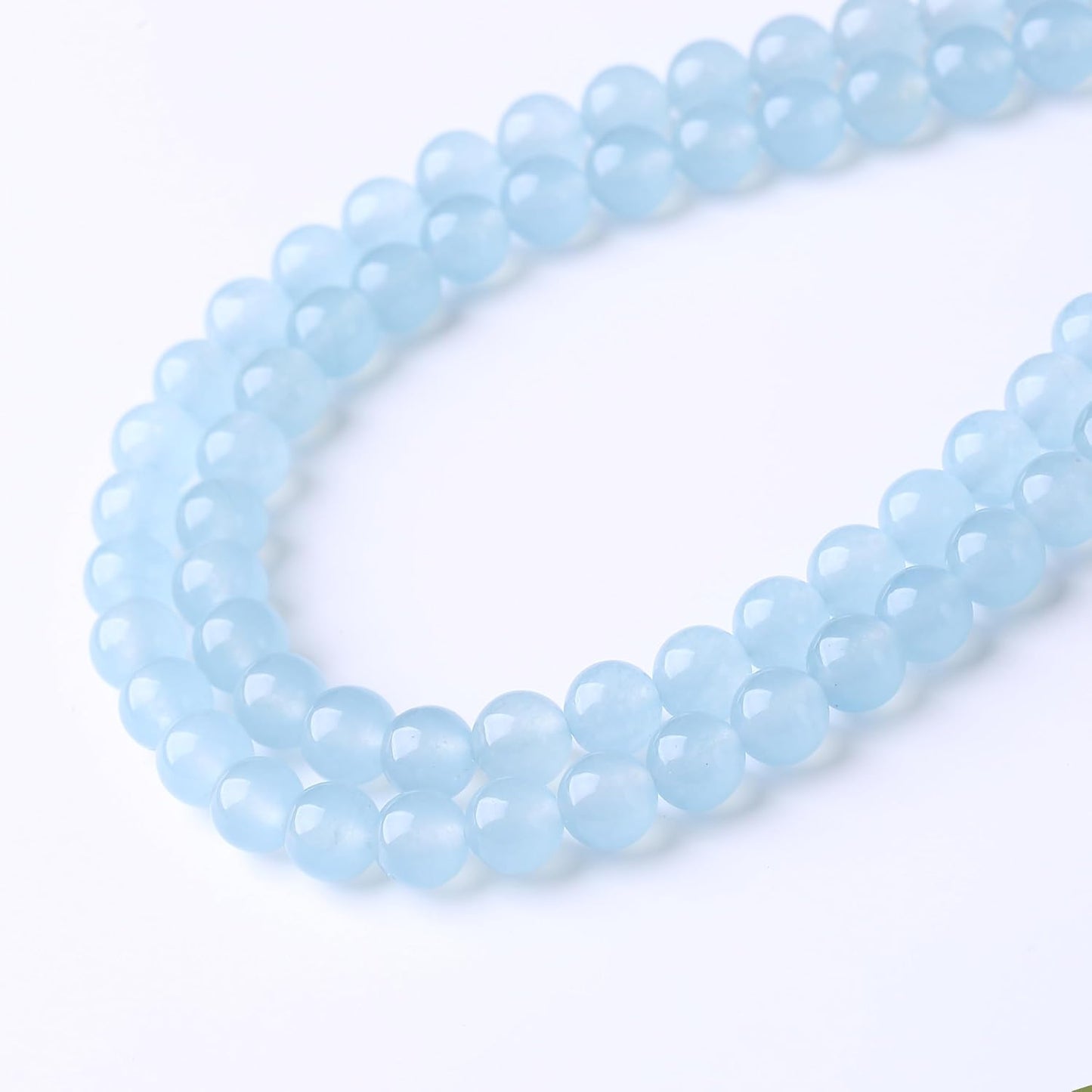 Ice Blue Chalcedony Stone Beads Gemstone Round Crystal Energy Jade Beads Stone Beads for Jewelry Making DIY Bracelet Necklace Jewelry Making 1 Strand 15.5inch 35PCS 10MM
