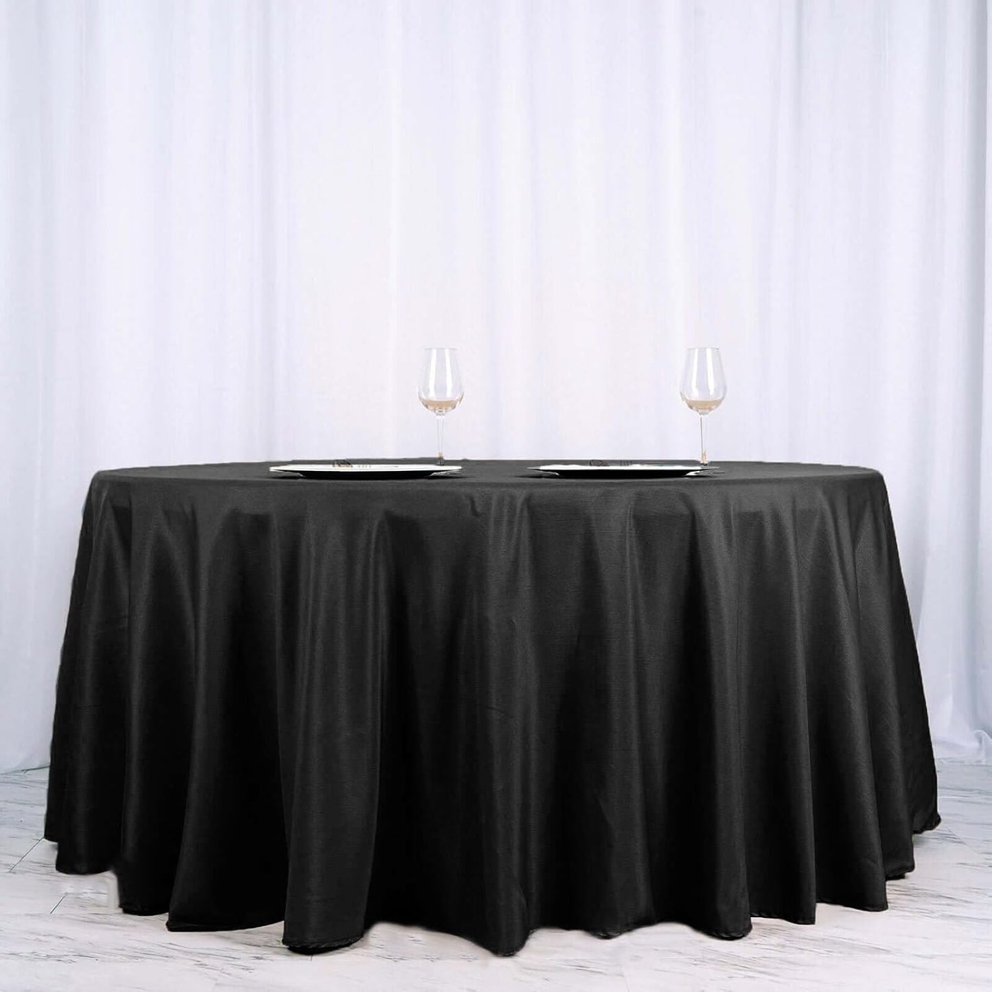 Efavormart Round Tablecloth, 120 Inch Stain & Wrinkle Resistant Washable Table Cloth, Decorative Polyester Fabric Table Cover for Banquet, Wedding, Dining - Black