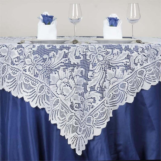 Efavormart 54" x 54" White Jolly Good Lace Table Overlay for Table Decoration