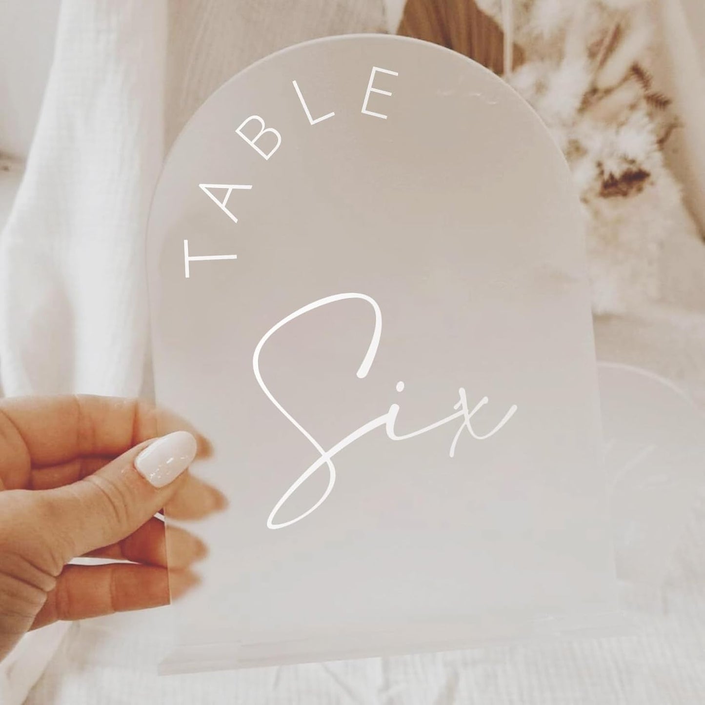 JINMURY Frosted Arch Wedding Table Numbers 1-10 with Stands, 5x7 Inch Frosted Arch Acrylic Sign with White Letters, Arched Acrylic Table Numbers for Wedding Reception
