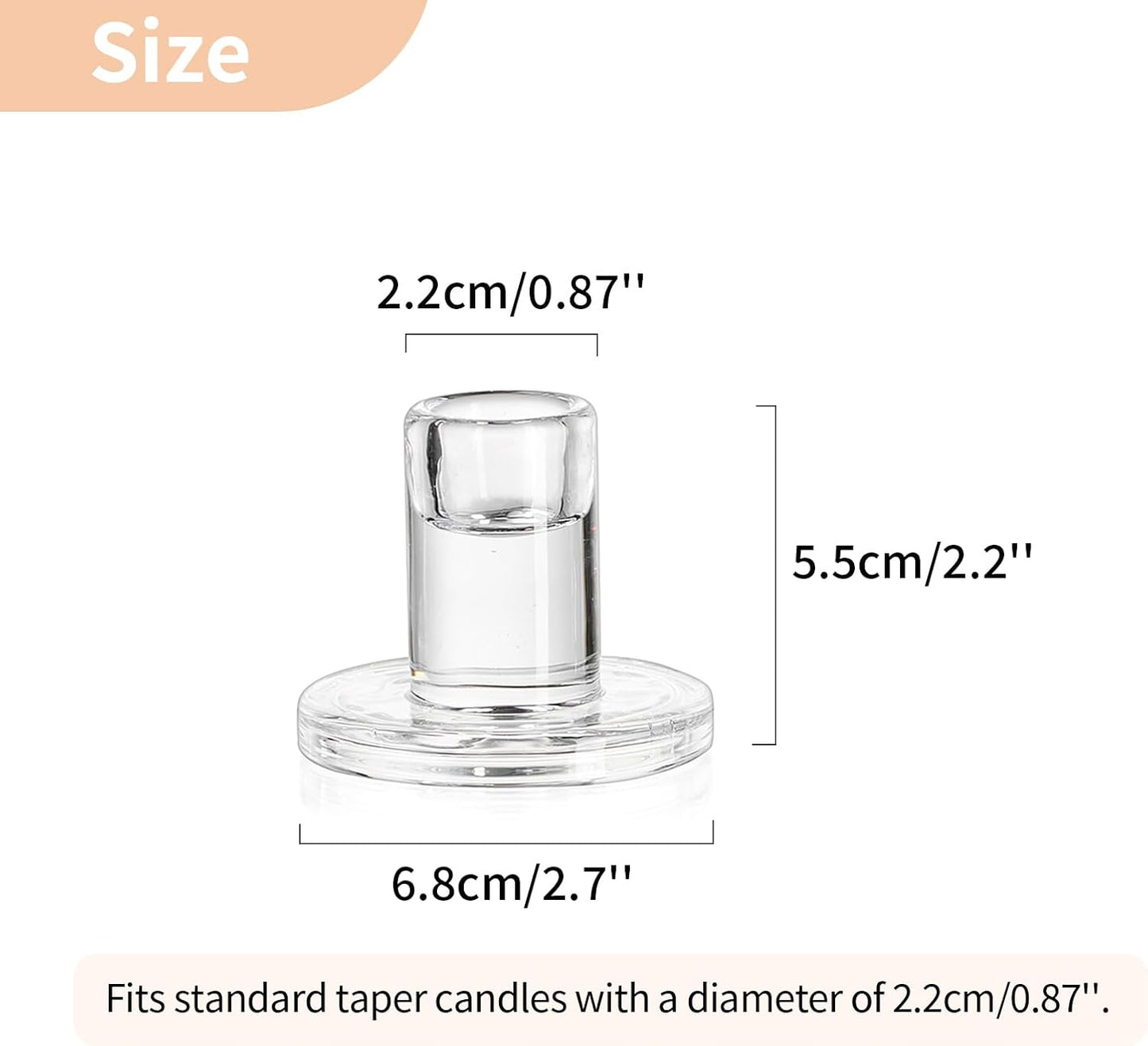 NUPTIO Glass Candle Stick Holder: Set of 10 Clear Small Taper Candlestick Holders for Tapered Candles Bulk Crystal Short Tapers Candlesticks Candleholder for Dining Table Fireplace Mantle Decor