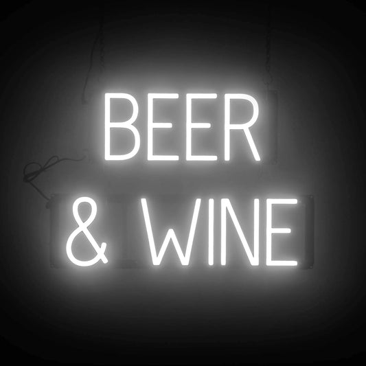 SpellBrite BEER & WINE Sign | Beer-Related Sign with Neon Look, White LED Light Source | 22.0" x 15.0"