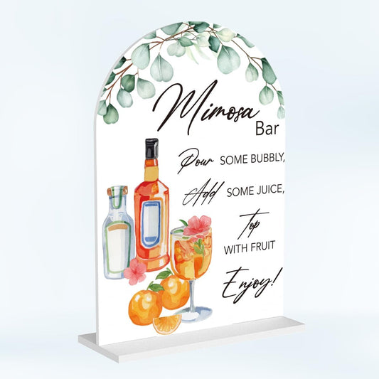 Mimosa Bar Sign for Wedding Acrylic Arch Wedding Bridal Shower Baby Shower Welcome Table Signs for Ceremony and Reception Decor Mimosa Bar Supplies 7 x 5 Inches
