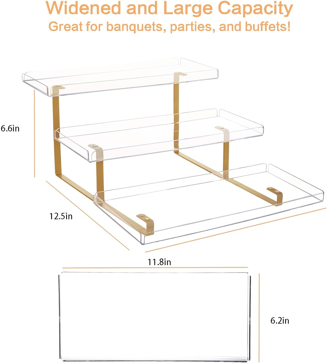 3 Tier Serving Tray Set for Entertaining, Acrylic Wedding Dessert Table Display Set, Cupcake Stand Buffet Risers for Birthday Party Baby Shower (Medium)