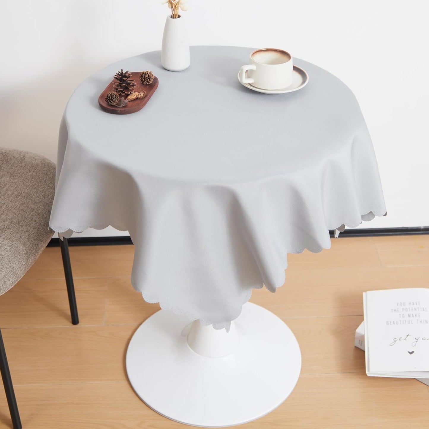 Small Square Grey Tablecloth 36 x 36 Inch Polyester Fabric Washable Table Cover Decorative Wrinkle Resistant Solid Color Table Cloth for Dining Party Wedding Camping