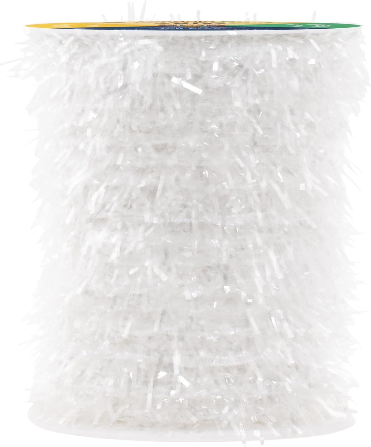 Mandala Crafts White Tinsel Garland - Thin Metallic Foil Glitter Mini Garland for Christmas Tree, Party, Wedding Decor, and Holiday Decorations