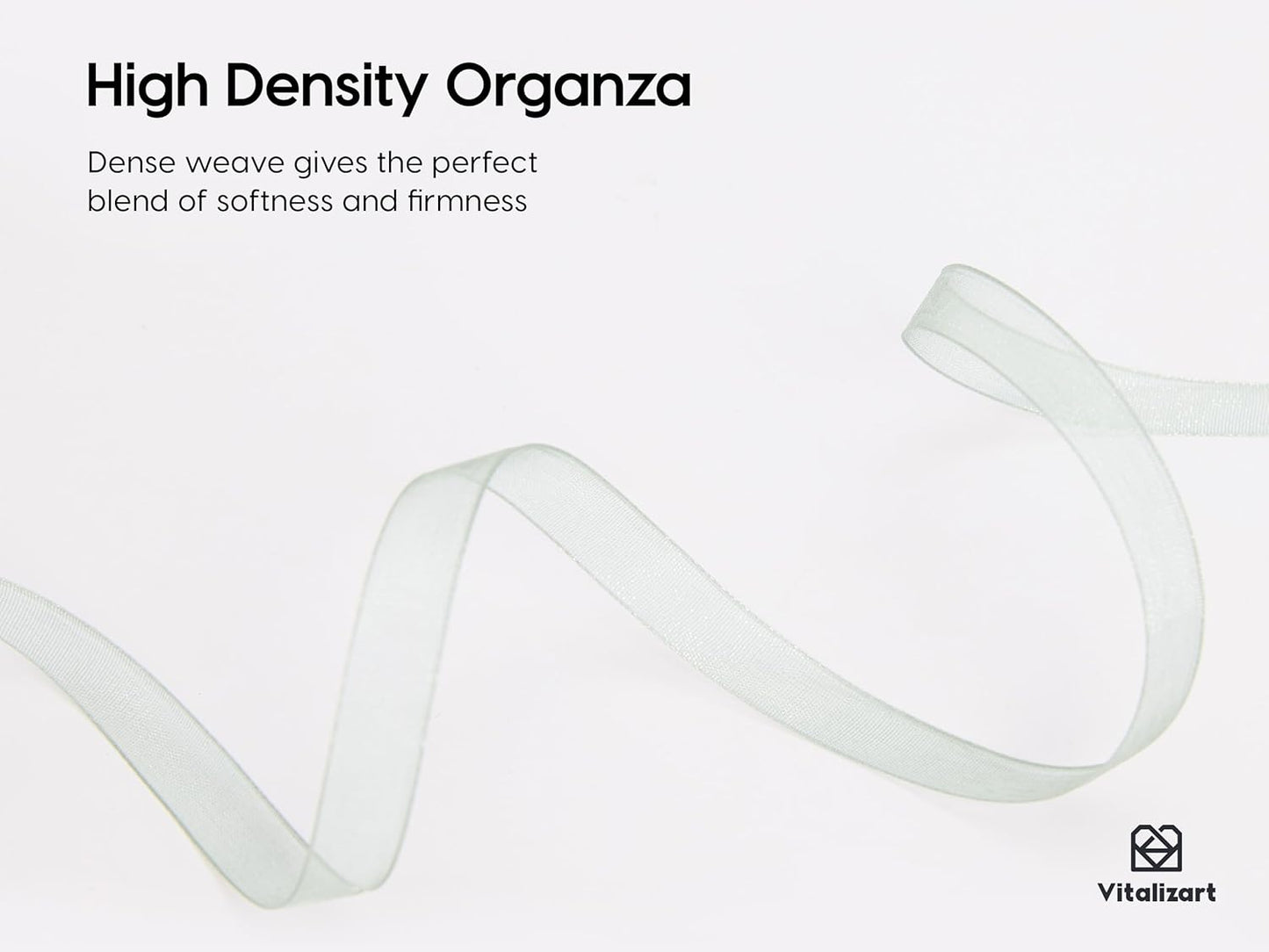 Vitalizart Organza Ribbon 3/8" x 30 Yd Cream White Rose Gold & Dusty Green Sheer Ribbons for Gift Wrapping Crafts Christmas Party Decor Bows Wedding Invitations Wreaths Bouquet