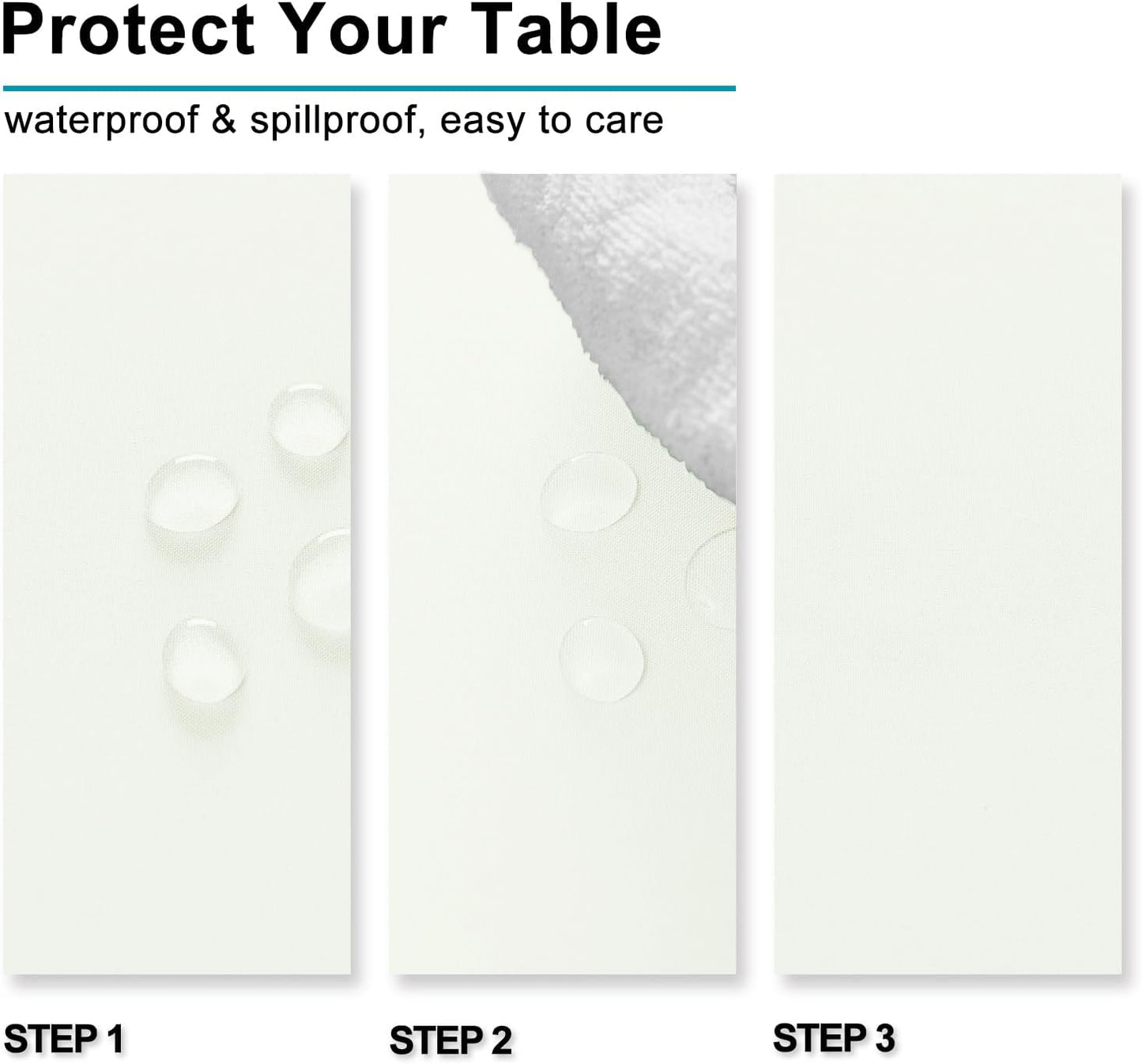 Hiasan Ivory Tablecloth for Rectangle Tables - Waterproof and Spillproof Washable Fabric Table Cloth for Dining Room Kitchen, 30 x 60 Inch