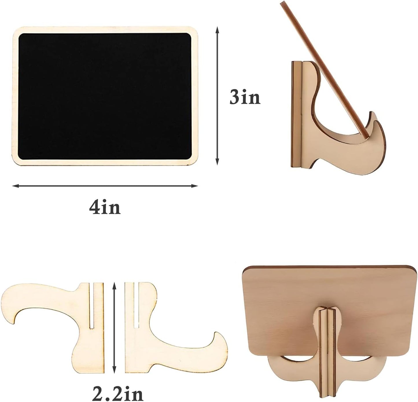 Vintage Wooden Mini Chalkboard Signs - Set of 6 | 4 x 3 Inch Tabletop Chalkboard Sign with Base Stands | Decorative Small Message Chalk Board Sign with 7 Liquid Chalk Markers