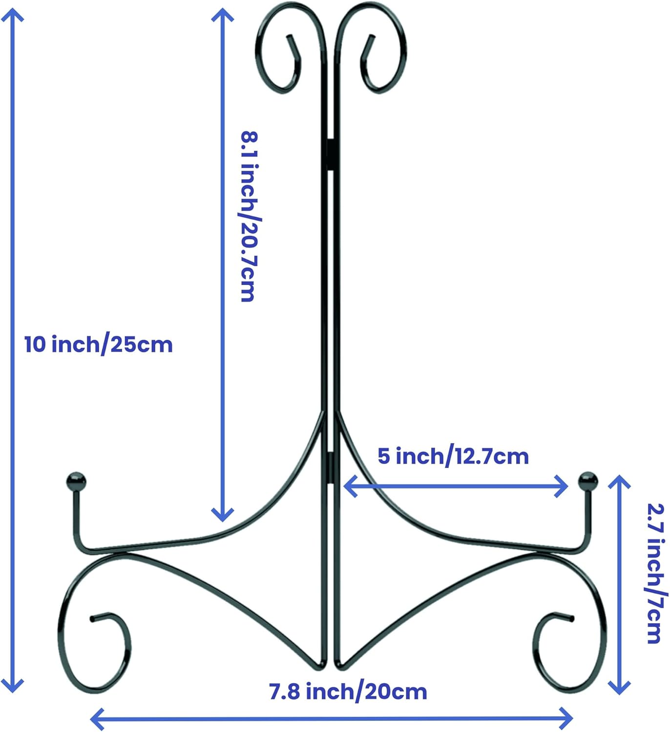 10 Inch Display Plate Holder with Folding Design, Metal Table Stand for Home Decoration, Picture Easel, Photo Frame Stand - Black