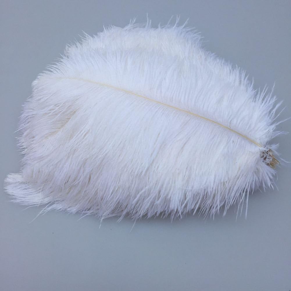 Sowder 8-10inch(20-25cm) Ostrich Feathers Plume for Wedding Centerpieces Home Decoration Pack of 10pcs(White)
