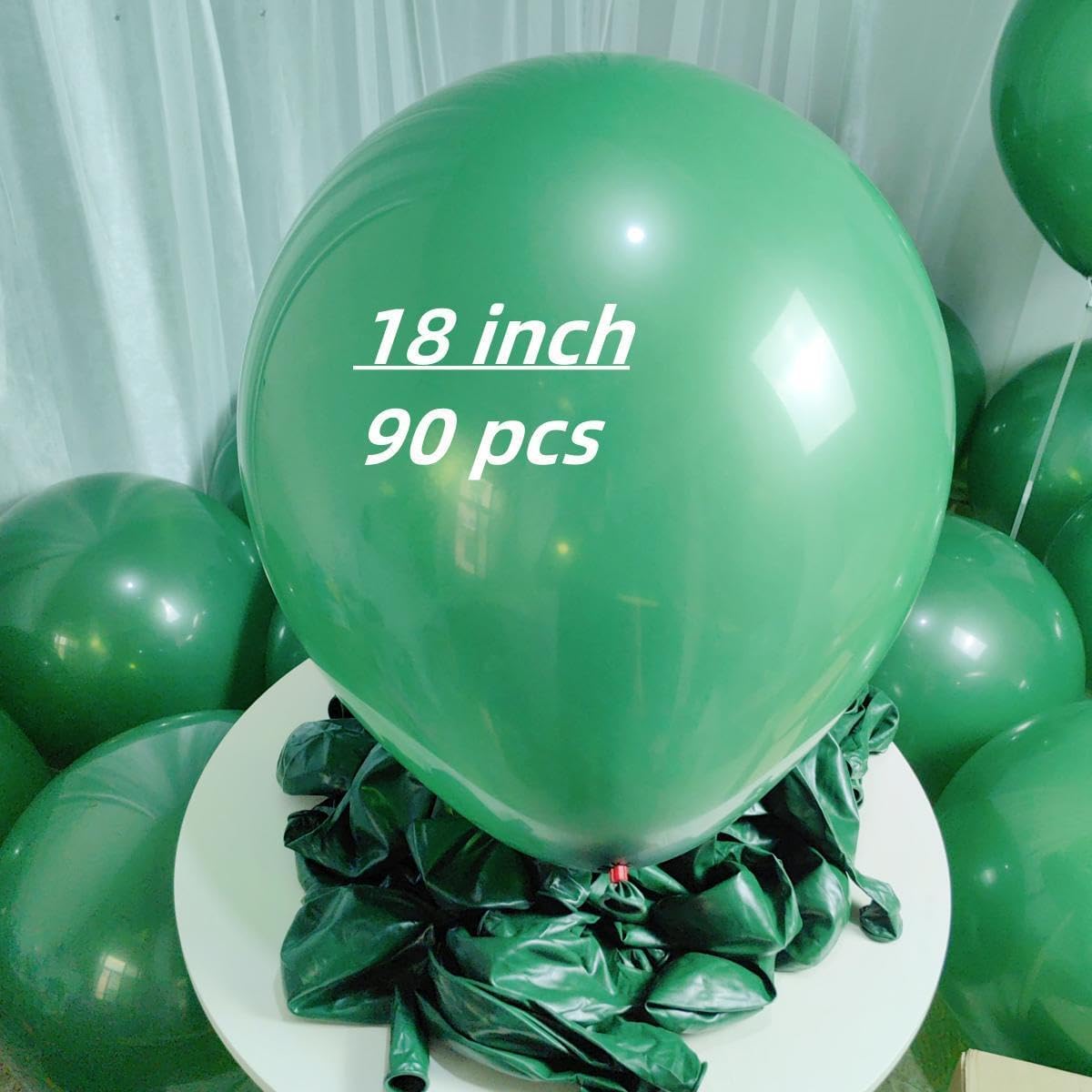 90 Pack Green Balloons 18 inch Dark Green Latex Big Balloons for Party Decorations and Events ZWZLIULIAN