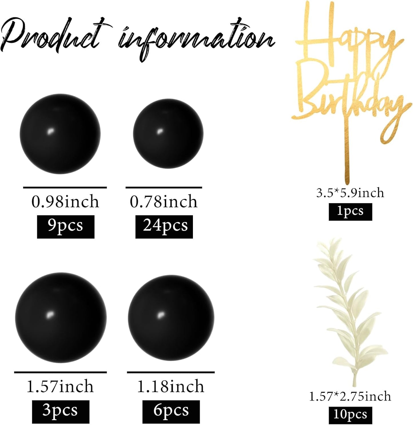 MIAHART Ball Cake Toppers Boho Grass Cake Topper Ball Cake Insert Decoration for Birthday Wedding Baby Shower Party Decorations Boho Themed Party Supplies (Black)