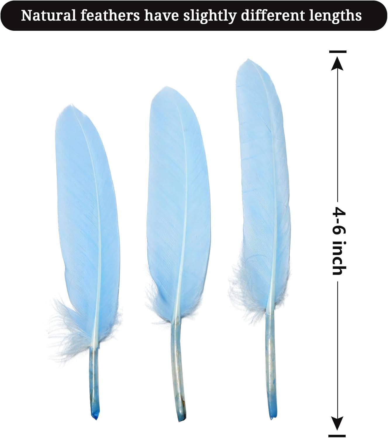 FeelfunFeather 120pcs Sky Blue Goose Cochettes Feather Natural Bulk 4-6 inch 10-15cm for Wedding Party Christmas Decorations DIY Crafts Goose Cochettes Feather
