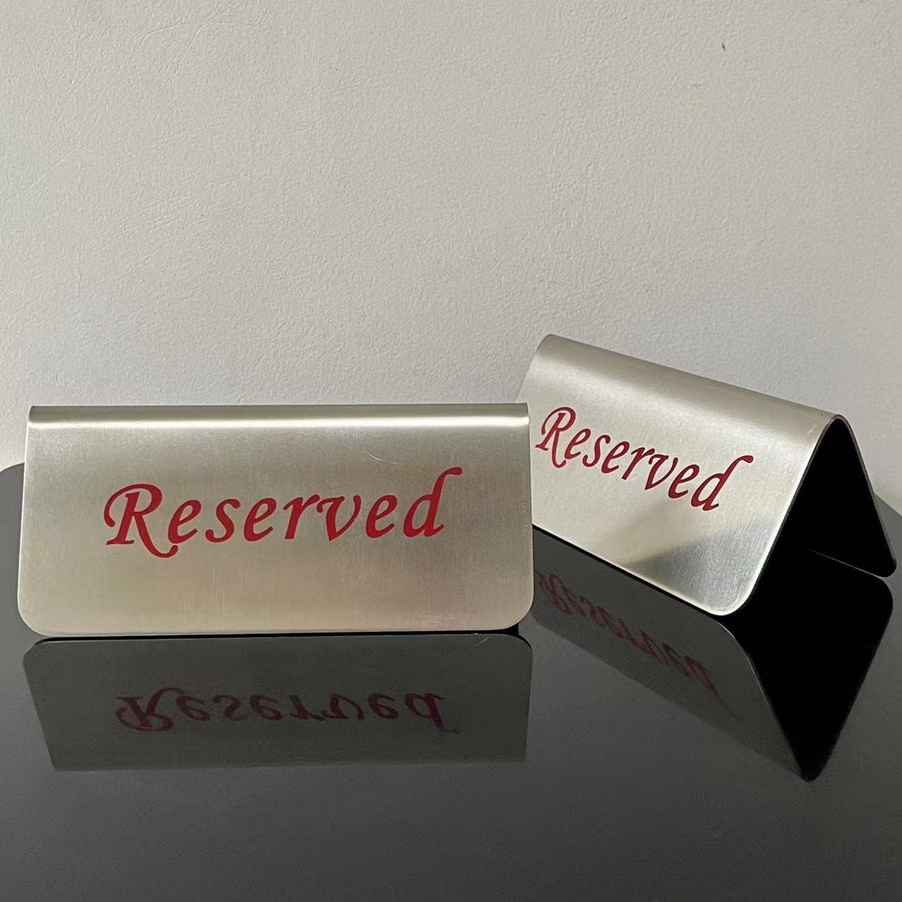 Metal Place Cards Stackable Tent Style Table Numbers,Place Card Holders for TRPG Wedding Party Restaurants Cafes Bars Gatherings Meeting Room Board Games (Red, Large Reserved 2pcs)
