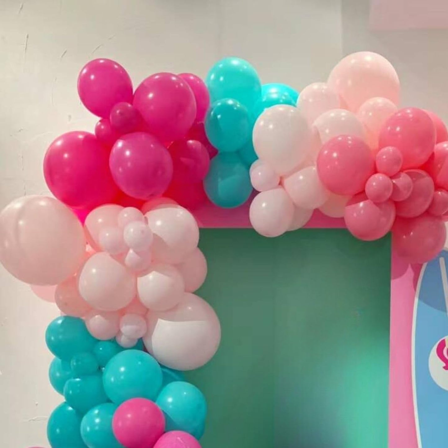 Pink Blue Balloons, 60Pcs Hot Pink Teal Blue Balloons, 12 Inch Hot Pink Confetti Helium Balloon Rose Red Turquoise Latex Balloon for Birthday Wedding Baby Shower Summer Flamingo Party Decorations