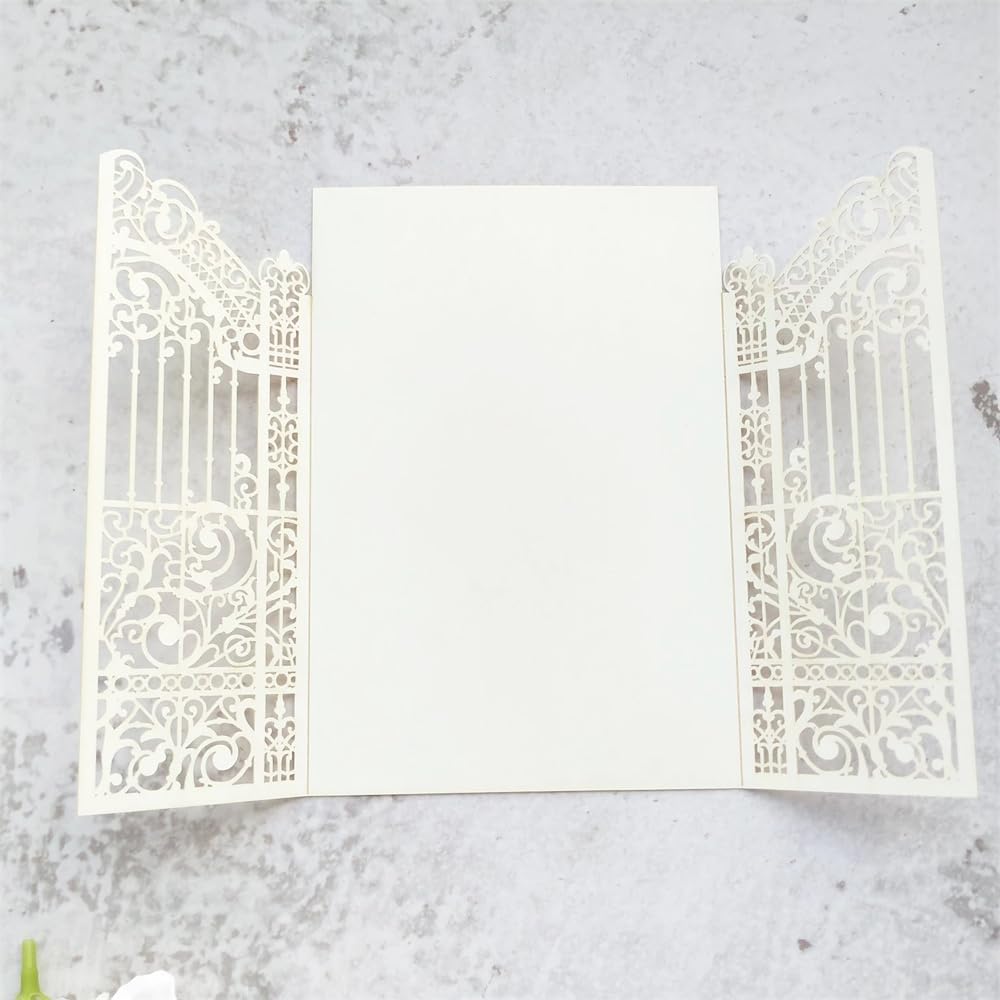 MillaSaw Glitter Ivory Invitation Card For Marriage Birthday House Warming Invitation Kits (IVORY GLTTER, 4.9"x7.1")