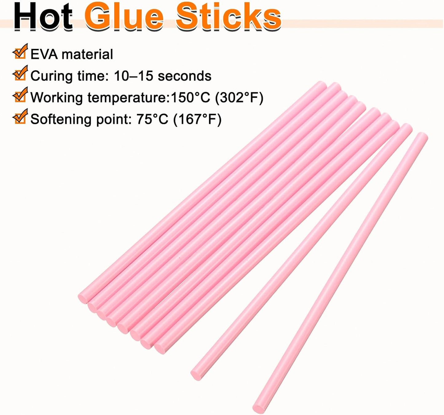 HARFINGTON 10pcs Hot Glue Sticks 0.28" Dia x 11.81" Long EVA Mini Hot Melt Adhesive Glue Stick for Hot Melt Gun Wood Plastic Glass Flowers Fabrics Foam, Pink