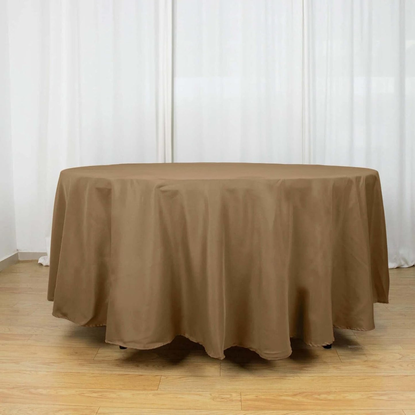 Efavormart Round Tablecloth, 108 Inch Stain & Wrinkle Resistant Washable Table Cloth, Decorative Polyester Fabric Table Cover for Banquet, Wedding, Dining- Taupe