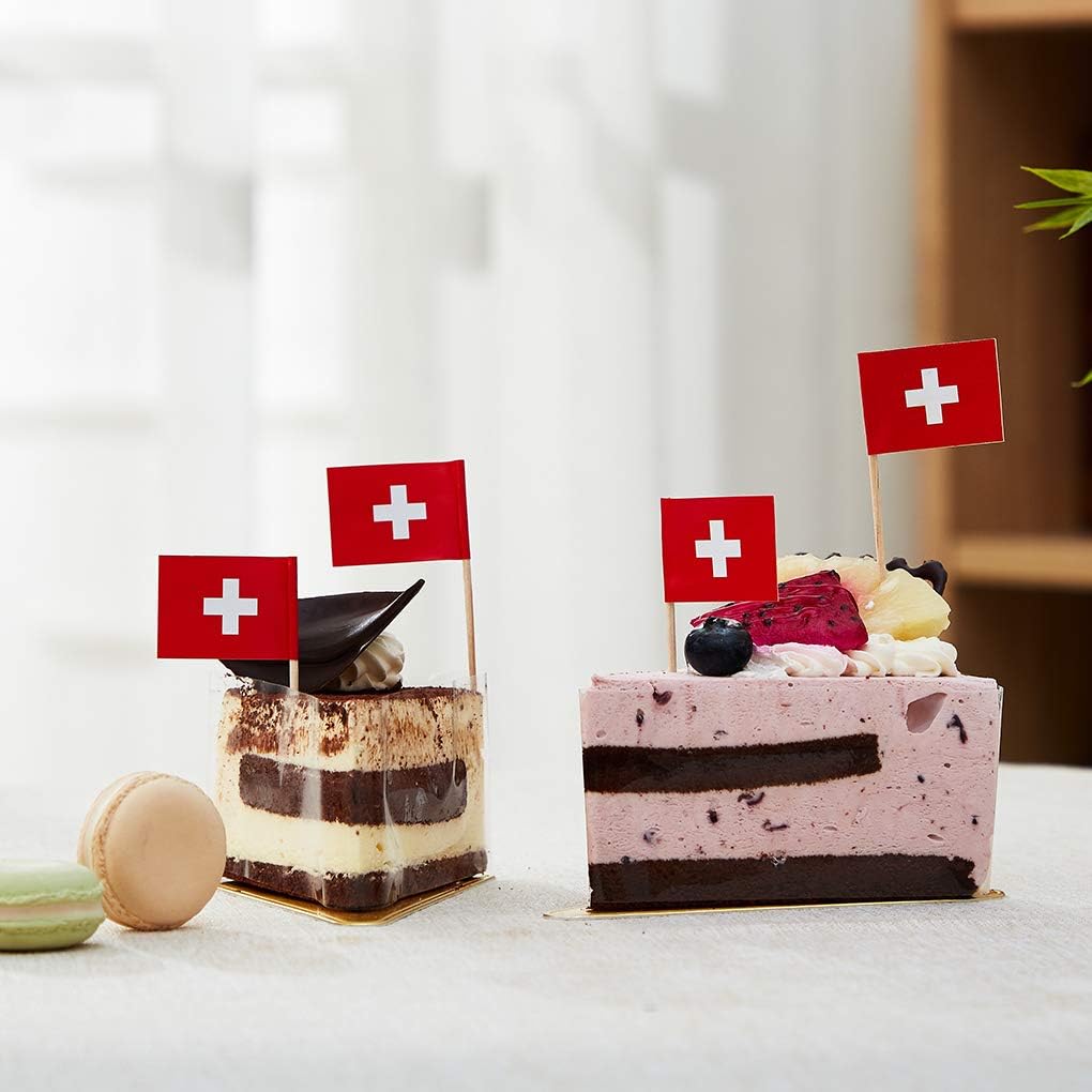 Switzerland Flag Swiss Flag, Small Mini Switzerland Toothpick Flags for Food, Cupcakes, Cocktails, Appetizers, Bar Party Decorations