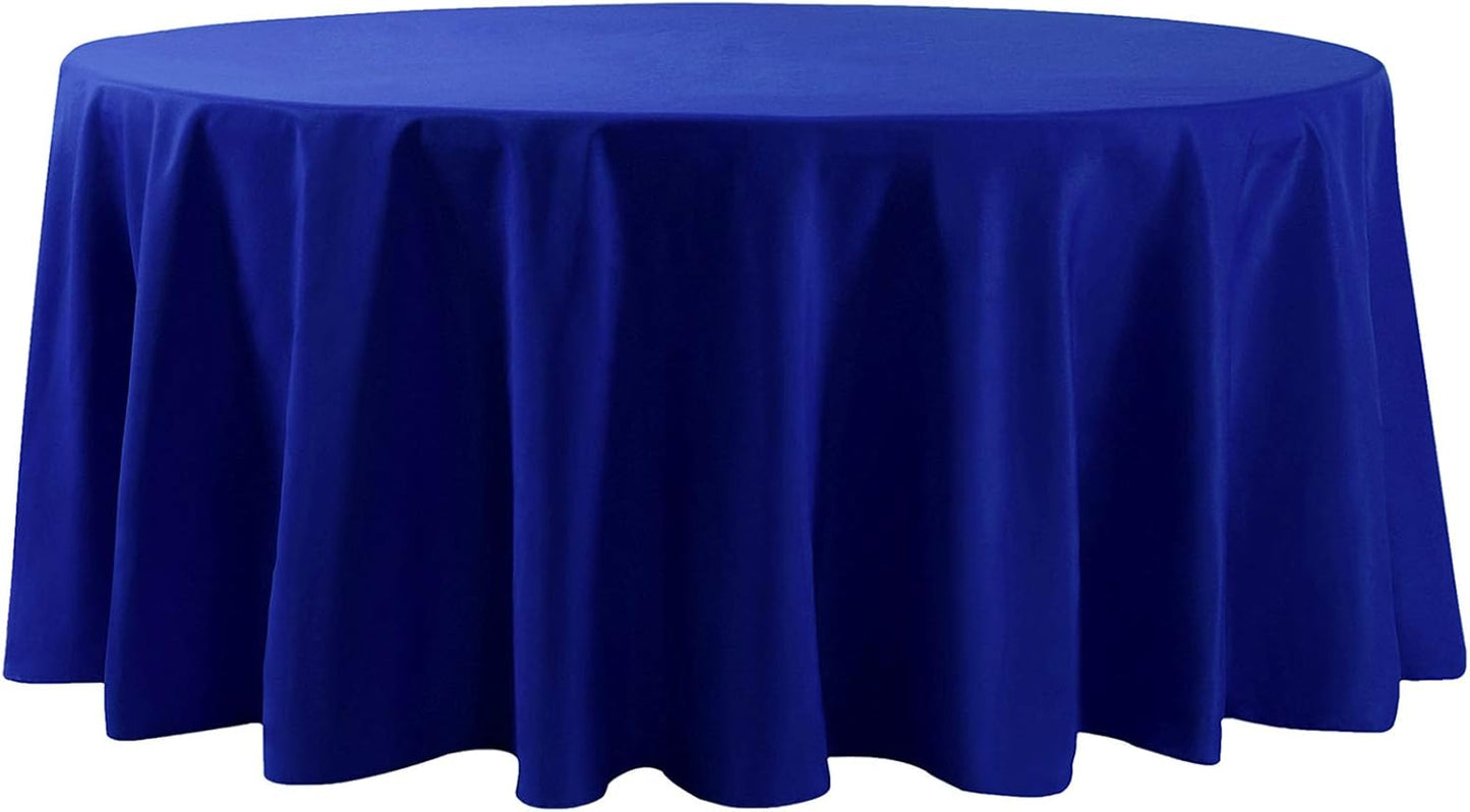 132 inch Round Tablecloth Washable Polyester Table Cloth Decorative Table Cover for Wedding Party Dining Banquet（132 inch,Royal Blue）