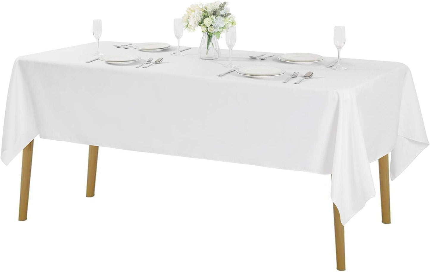 Rectangle Tablecloth 60x84 inch Washable Polyester Fabric Table Cloth for Wedding Party Dining Banquet Decoration（60x84, White）