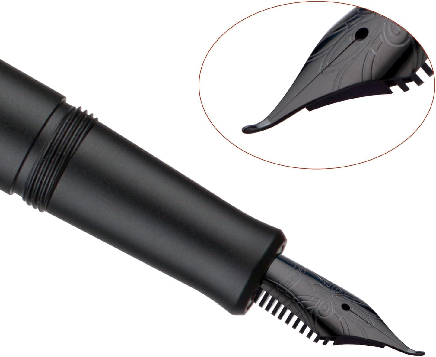 Hongdian M2 Mini Fountain Pen with Bent Nib, Sleek Shape Aluminium Short Pocket Travel Pen (Matte Black)