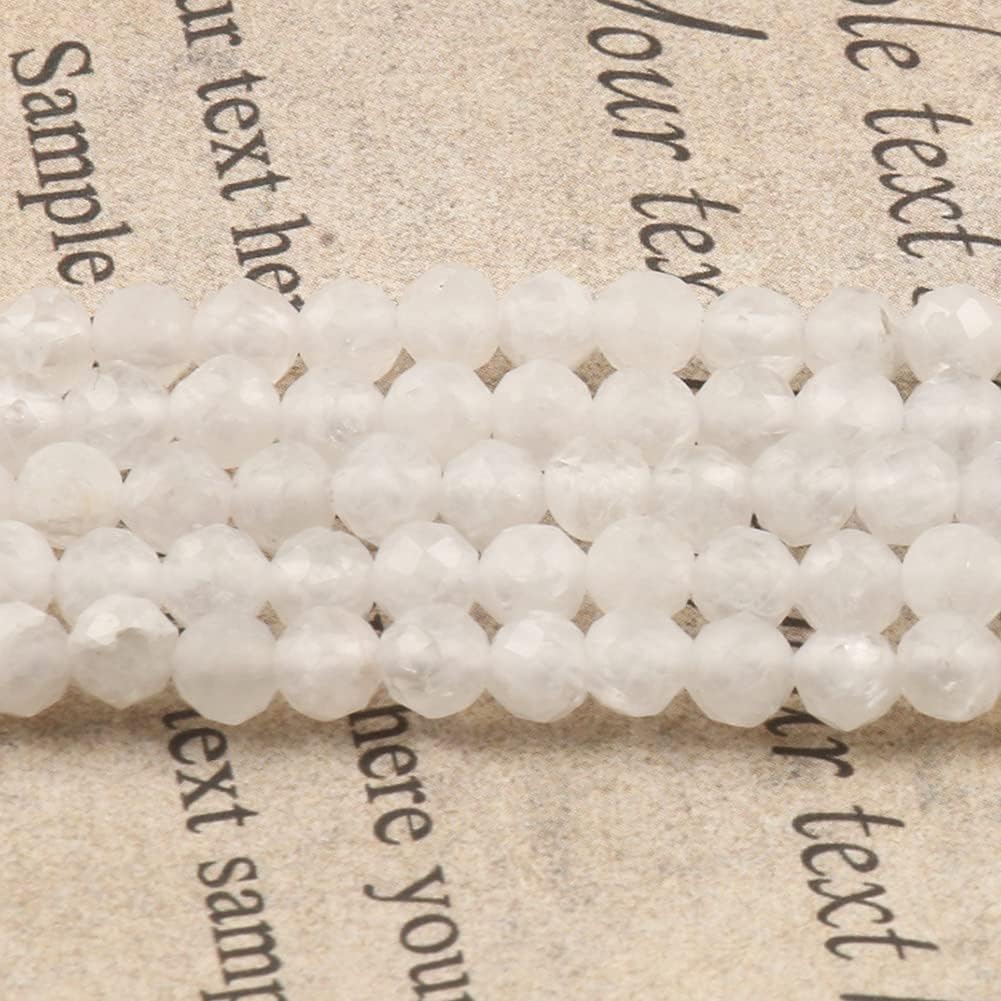 Song Xi 90pcs 4mm White Moonstone Faceted Round Loose Stone Beads for Bracelet Jewelry Making, DIY Christmas