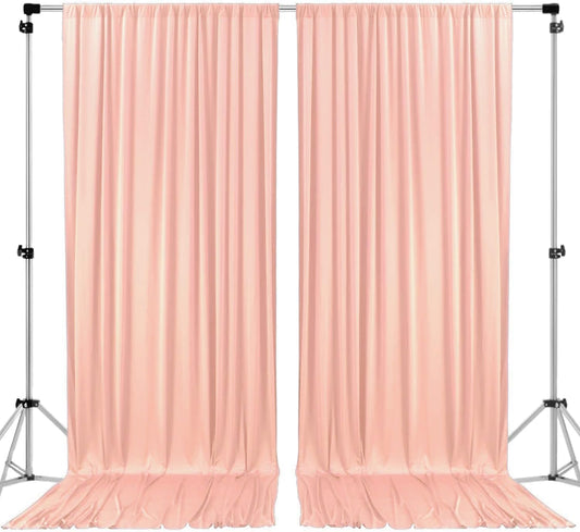 AK TRADING CO. 10 feet x 8 feet IFR Polyester Backdrop Drapes Curtains Panels with Rod Pockets - Wedding Ceremony Party Home Window Decorations - Peach