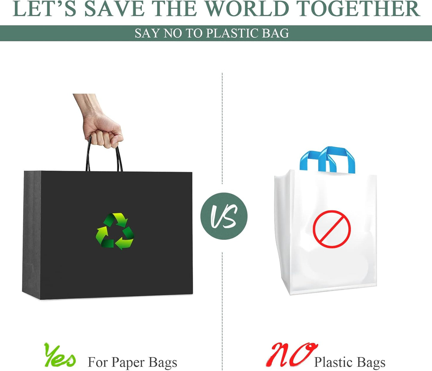 GSSUSA Black Large Gift Bags 16x6x12 100Pcs Sturdy Shopping Bags,Party,Merchandise, Kraft, Retail, Black Paper with Handles