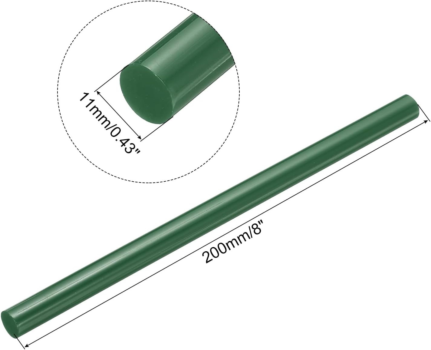 uxcell 20pcs Hot Glue Sticks for Glue Gun 11mm/0.43-inch x 8-inch Mini Hot Melt Adhesive Glue Stick Dark Green