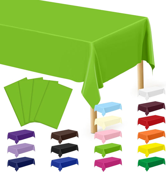 QZYL 4 PCS Plastic Tablecloth, 54 x 108 Inches Waterproof Disposable Table Cloth, Spring Tablecloth of Baby Shower Football Party Decorations, Table Cover for Rectangle and Round