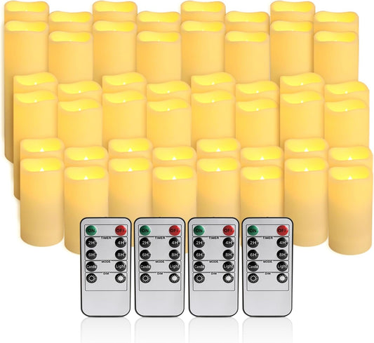48 Packs Flameless Led Candles, Battery Candles,Simulate Flame,Waterproof Outdoor Indoor Candles with10-Key Remotes and Cycling 24 Hours Timer for Wedding, Table, Festival,Home Decoration…