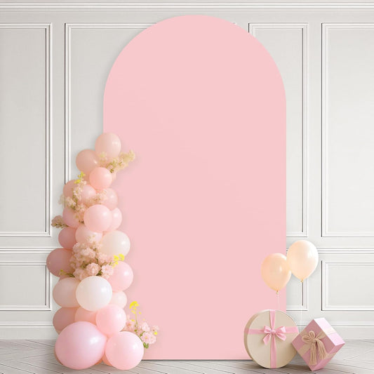Ledido Wedding Arch Backdrop Cover 7.2FT Arch Covers Fitted Stretchy Spandex Round Top Stand Backdrop Cover for Wedding Banquet Ceremony Birthday Party Baby Shower Event Decoration,Pink