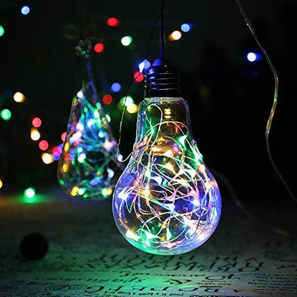 MUMUXI 20 Pack 3.3ft Fairy Lights Battery Operated String Lights, Mini LED Battery Powered Colored Waterproof Indoor Silver Wire Firefly Mason Jar Decor, Multicolor