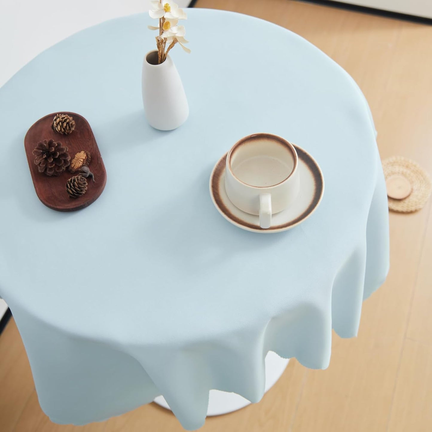 Small Square Light Blue Tablecloth 36 x 36 Inch Polyester Fabric Washable Table Cover Decorative Wrinkle Resistant Solid Color Table Cloth for Dining Party Wedding Camping