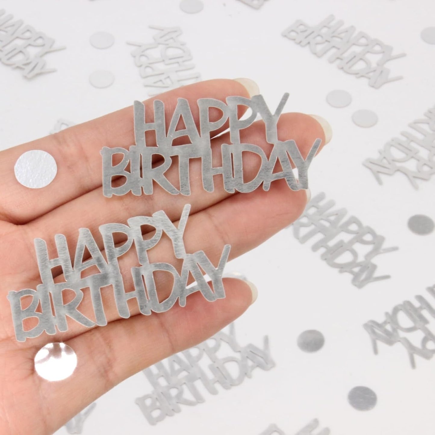 Birthday Confetti - Silver for Happy Birthday Table Decorations, 270 Pcs