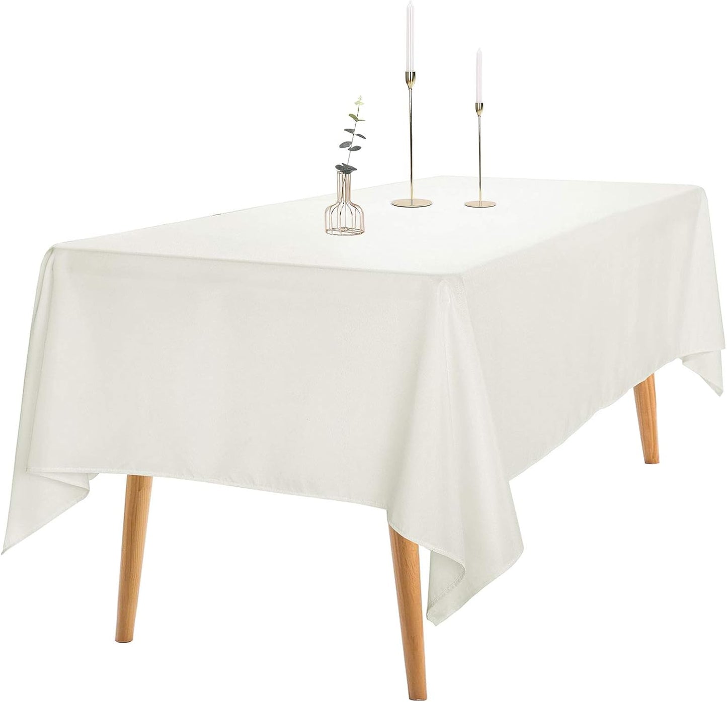Ascoza 2pack 60x102 Inch Ivory Rectangular Tablecloth 6 Feet Table Cloth in Polyester Fabric for Wedding/Banquet/Restaurant/Parties