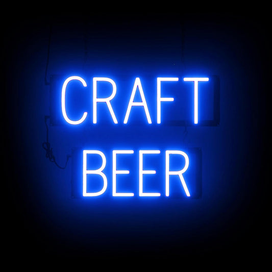 SpellBrite CRAFT BEER Sign | Beer-Related Sign with Neon Look, Blue LED Light Source | 20.5" x 15.0"