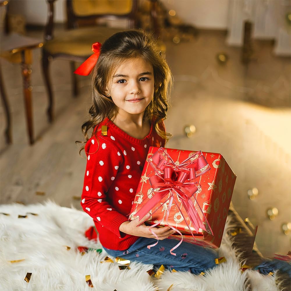 WEWILUCK Gift Bows for Presents, 15PCS Red Bows for Gift Wrapping, 6 Inch Gift Bows with Ribbon for Christmas, Hanukkah, Birthday, Any Occasion