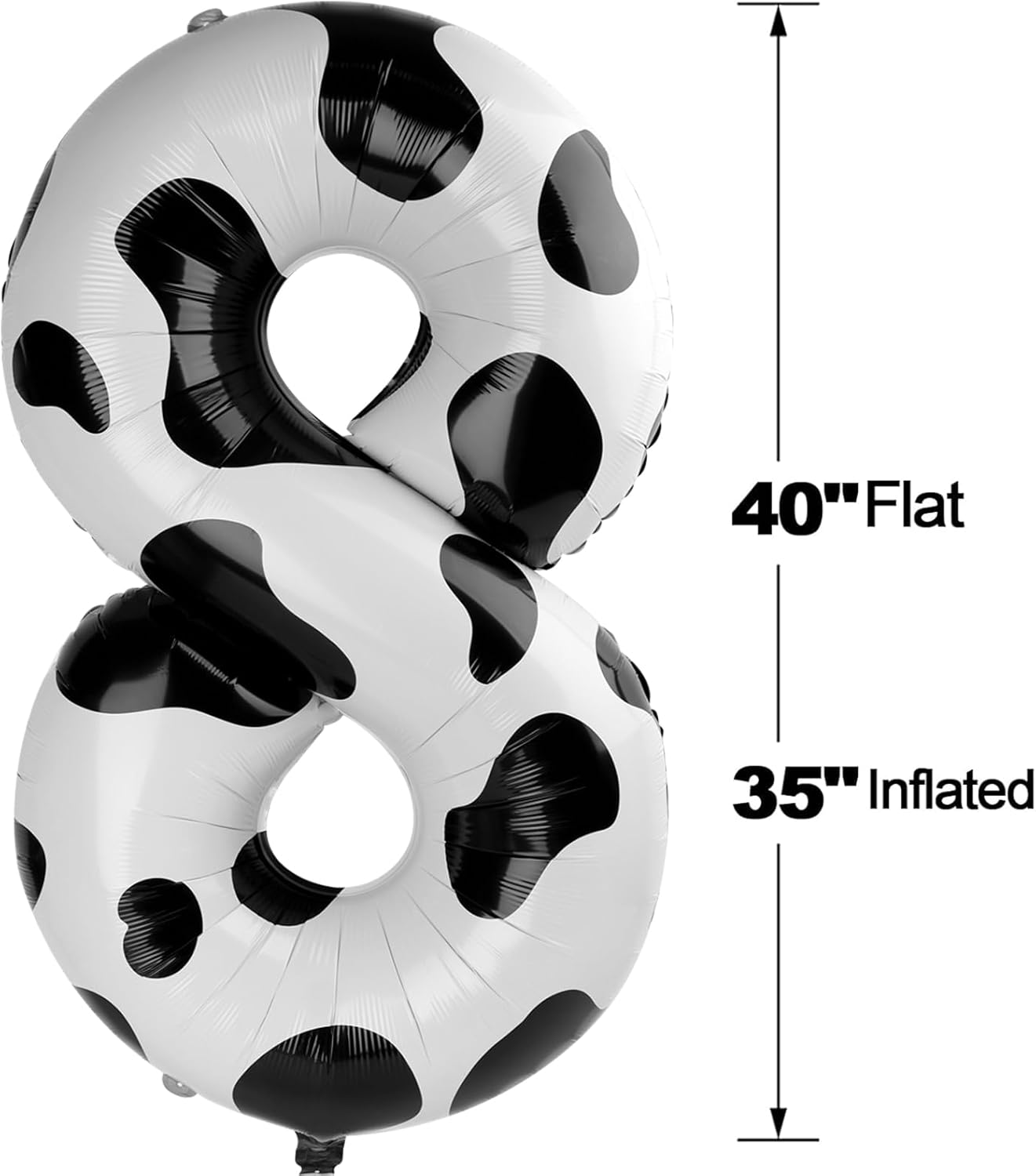 Cow Print Foil Number 8 Balloon 40 Inch, Helium Mylar Eight Number 8 18 28 38 48 58 80 88 Birthday Balloons, 8th Cow Print Women Men Wedding Anniversary, Graduations Party Supplies