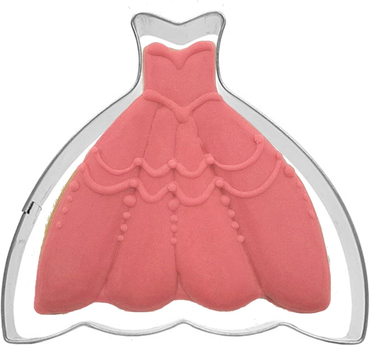 Large Size Dress Shaped Cookie Cutter, Stainless Steel Strapless Princess Party Wedding Dress Cookie Cutter, 4.6 Inches