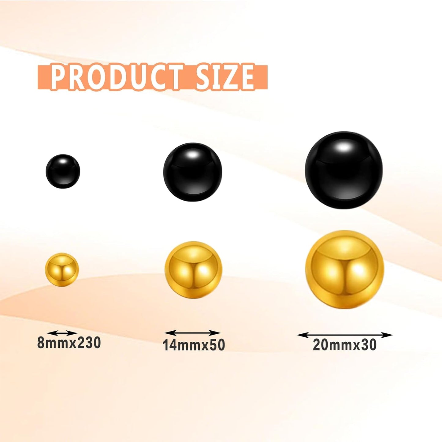 300Pcs Vase Filler Black Brightgold No Hole Faux Pearl Beads for Vase Filling Decorations, Candle Centerpieces, Wedding Centerpieces, Home Party Decor (8/14/20mm)