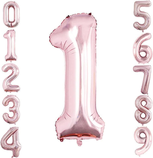 GOER Rose Gold Foil Balloons Number 1,Huge Number Balloons for 1st 11st Birthday Party Supplies Anniversary Decorations(3 pcs,42 inch,32 inc,16inch)