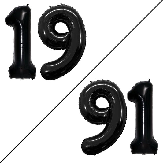 GOER Number 19 Balloons for 19th Birthday Sweet 19 Party Decorations,42 Inch Jumbo Foil Helium 91 Balloons for 91st Birthday Party Decoration (Black)