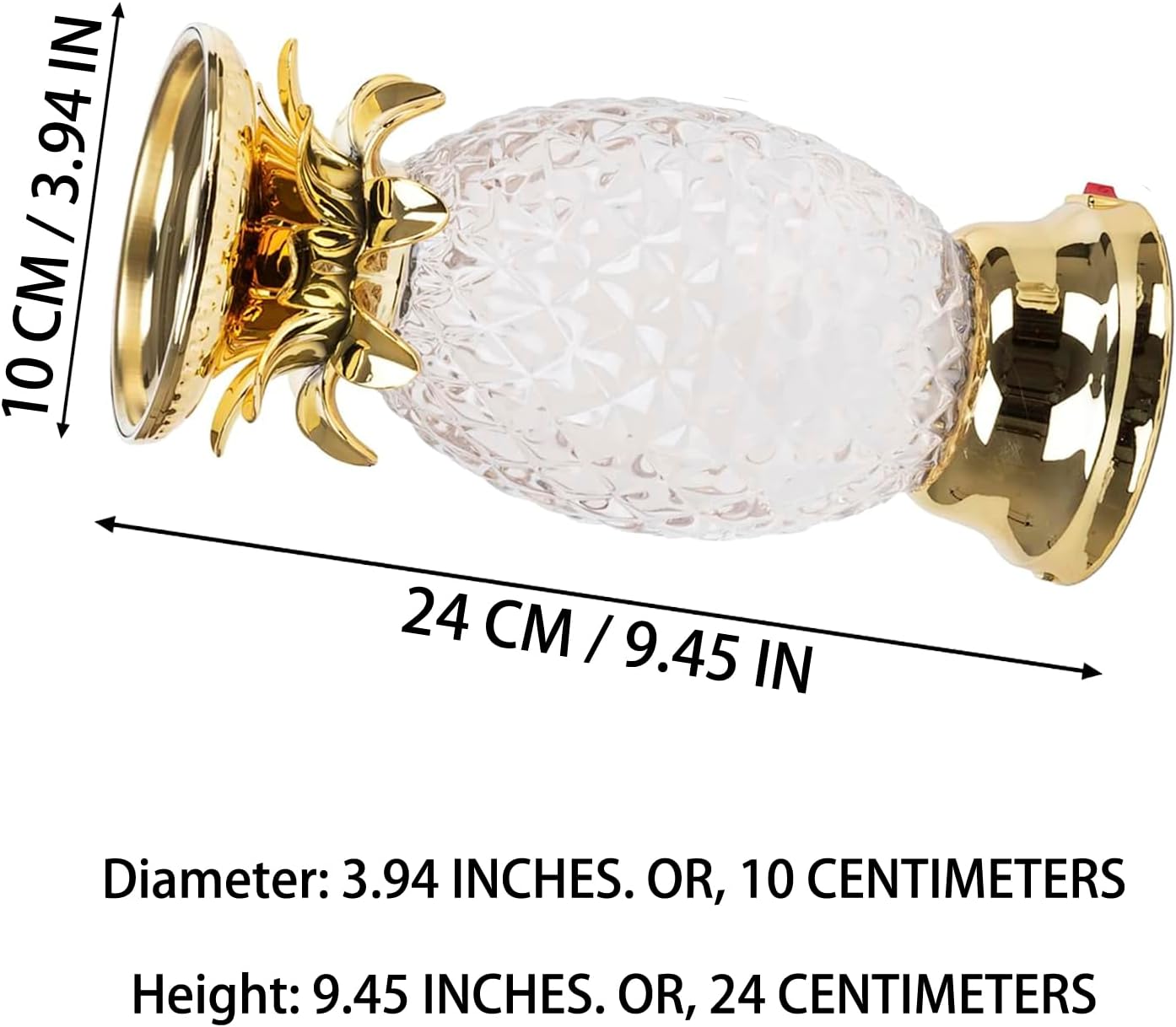 YAKii 9.5" Pineapple LED Color Changing Shine Lamp,Swirling Water Waves Lamp Kid Safe Battery/USB Cable Operated,Table Lamp Candle Holder Table Decoration Gold(Pack of 2)